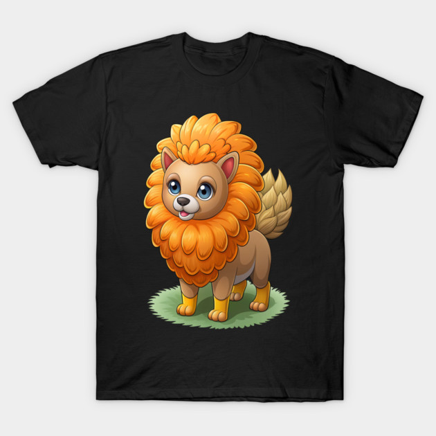 Cute Cartoon Dog - Fluffy Lion Mane Pomeranian T-Shirt by IamActiveDog