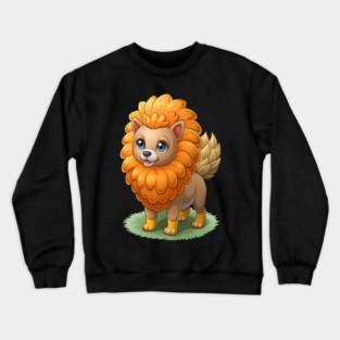 Cute Cartoon Dog - Fluffy Lion Mane Pomeranian Crewneck Sweatshirt