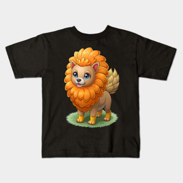 Cute Cartoon Dog - Fluffy Lion Mane Pomeranian Kids T-Shirt by IamActiveDog
