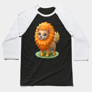 Cute Cartoon Dog - Fluffy Lion Mane Pomeranian Baseball T-Shirt