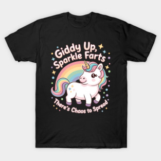 Funny Unicorn Sparkle Farts Chaos T-Shirt