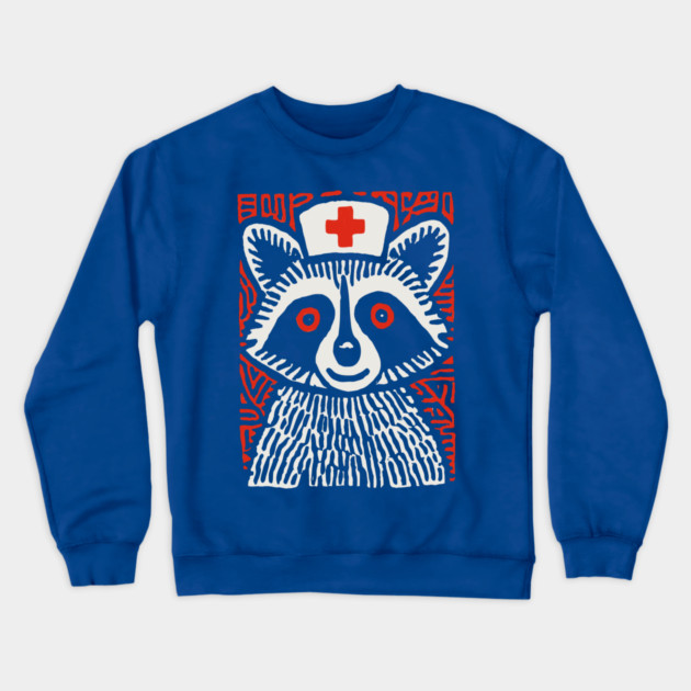 Raccoon Nurse | The Midnight Medic Crewneck Sweatshirt by TuncGK