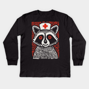 Raccoon Nurse | The Midnight Medic Kids Long Sleeve T-Shirt