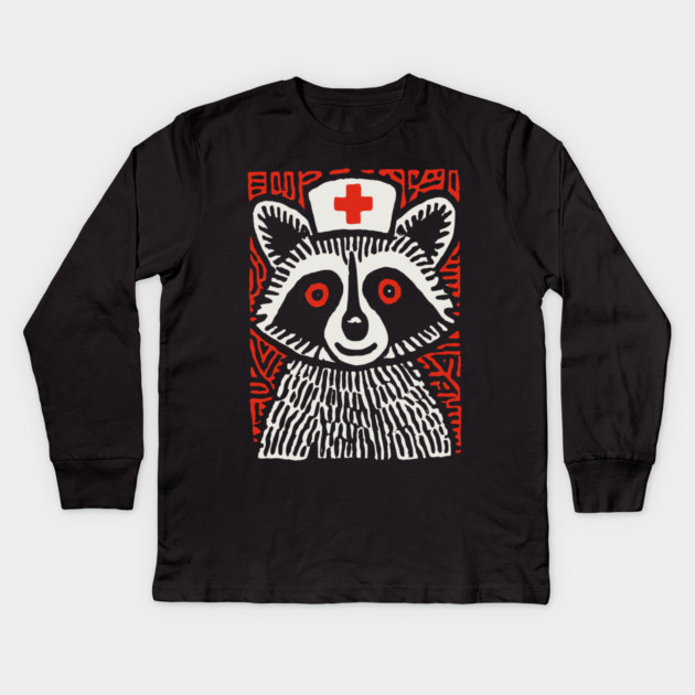 Raccoon Nurse | The Midnight Medic Kids Long Sleeve T-Shirt by TuncGK