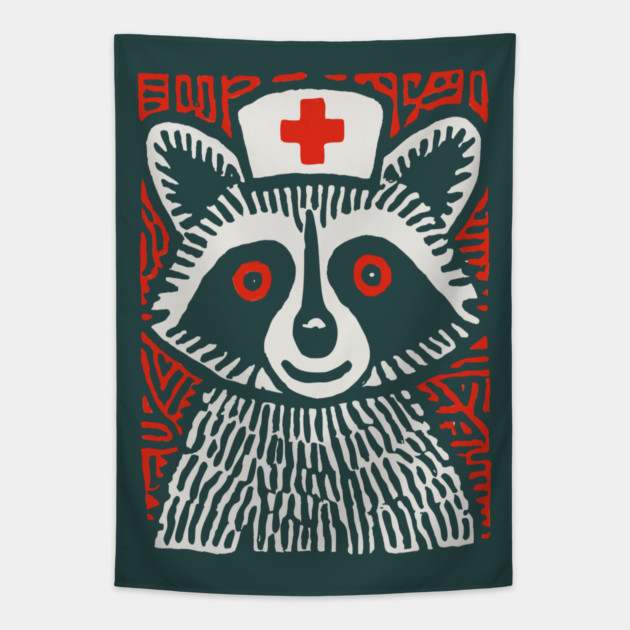 Raccoon Nurse | The Midnight Medic Tapestry by TuncGK