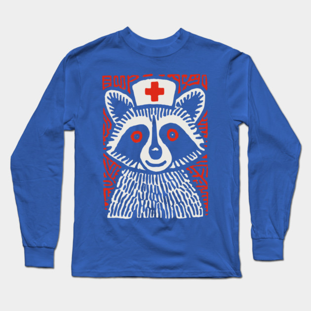 Raccoon Nurse | The Midnight Medic Long Sleeve T-Shirt by TuncGK