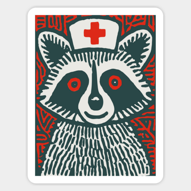 Raccoon Nurse | The Midnight Medic Magnet by TuncGK