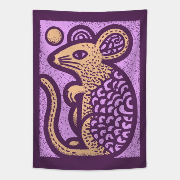 Year of the Rat | Pastel Chinese Zodiac Tapestry by TuncGK