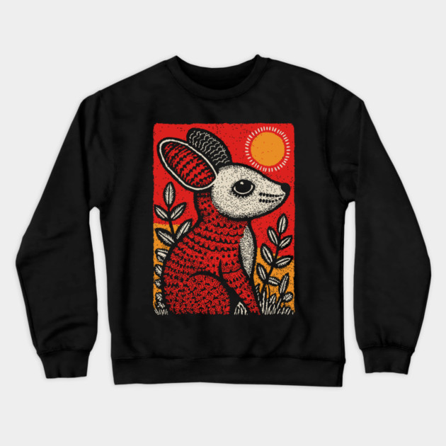 Cozy Mouse | The Little Red Folk Art Critter Crewneck Sweatshirt by TuncGK