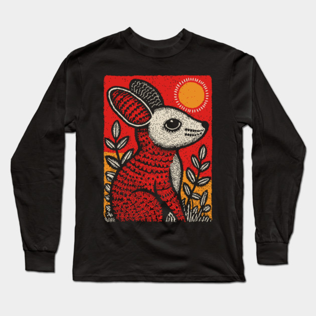 Cozy Mouse | The Little Red Folk Art Critter Long Sleeve T-Shirt by TuncGK