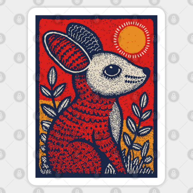 Cozy Mouse | The Little Red Folk Art Critter Sticker by TuncGK