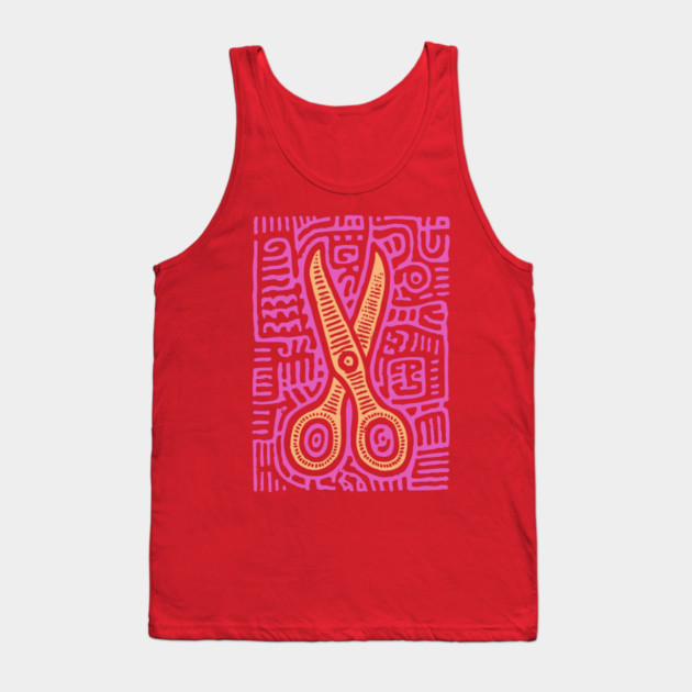 Psychedelic Barber Shears | The Abstract Haircut Tank Top by TuncGK