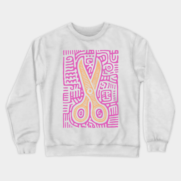 Psychedelic Barber Shears | The Abstract Haircut Crewneck Sweatshirt by TuncGK