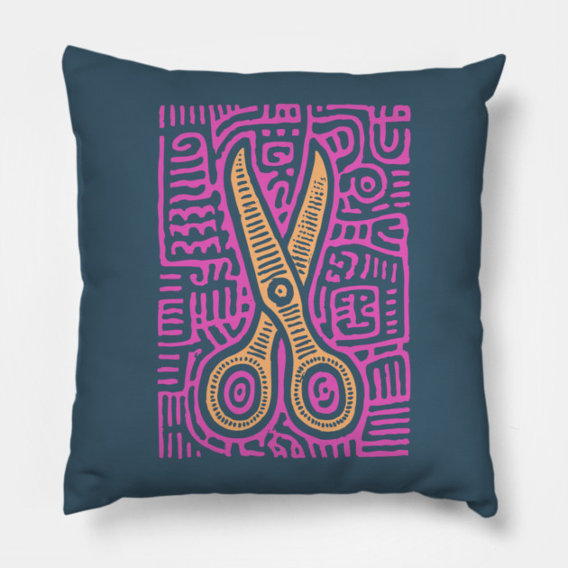 Psychedelic Barber Shears | The Abstract Haircut Pillow by TuncGK