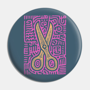 Psychedelic Barber Shears | The Abstract Haircut Pin