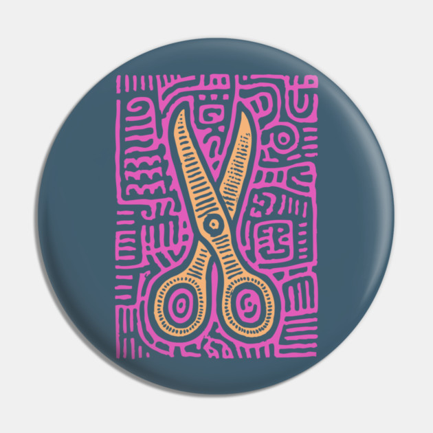 Psychedelic Barber Shears | The Abstract Haircut Pin by TuncGK