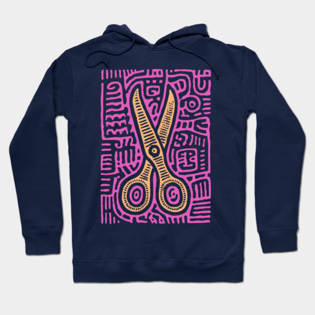 Psychedelic Barber Shears | The Abstract Haircut Hoodie by TuncGK