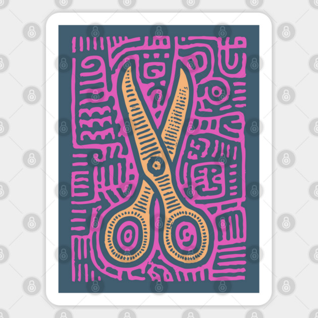 Psychedelic Barber Shears | The Abstract Haircut Sticker by TuncGK