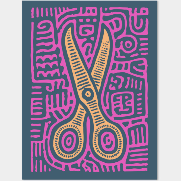 Psychedelic Barber Shears | The Abstract Haircut Wall Art by TuncGK