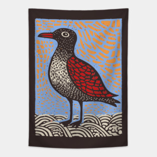 Folk Art Seagull | The Chip Thief of the Pier Tapestry