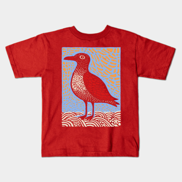 Folk Art Seagull | The Chip Thief of the Pier Kids T-Shirt by TuncGK