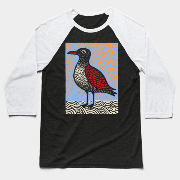 Folk Art Seagull | The Chip Thief of the Pier Baseball T-Shirt by TuncGK