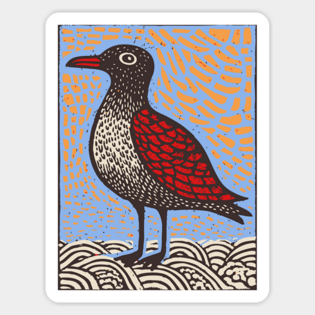 Folk Art Seagull | The Chip Thief of the Pier Magnet by TuncGK