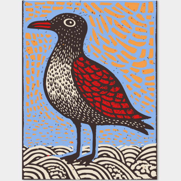 Folk Art Seagull | The Chip Thief of the Pier Wall Art by TuncGK