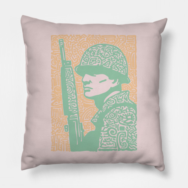 Abstract Soldier | The Stoic Infantryman Pillow by TuncGK