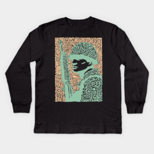 Abstract Soldier | The Stoic Infantryman Kids Long Sleeve T-Shirt