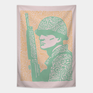 Abstract Soldier | The Stoic Infantryman Tapestry