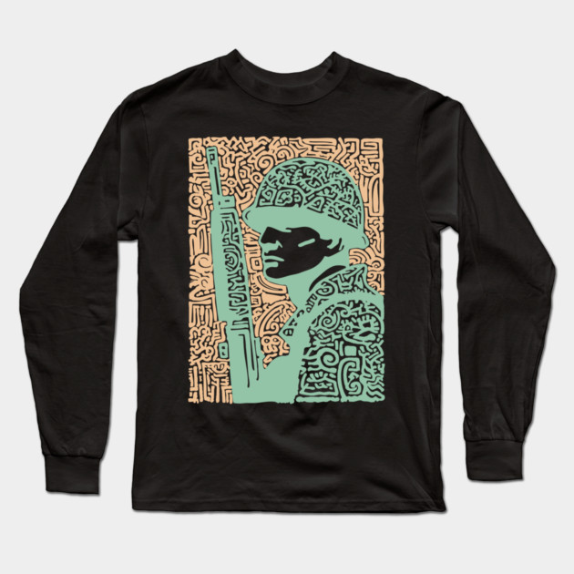 Abstract Soldier | The Stoic Infantryman Long Sleeve T-Shirt by TuncGK
