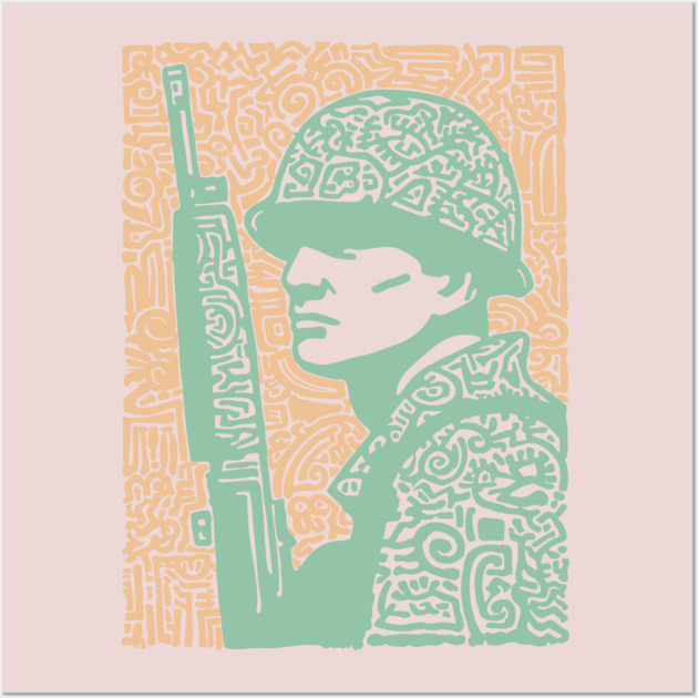 Abstract Soldier | The Stoic Infantryman Wall Art by TuncGK