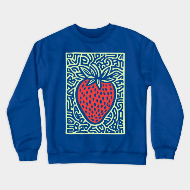 Psychedelic Strawberry | The Summer Solstice Fruit Crewneck Sweatshirt by TuncGK