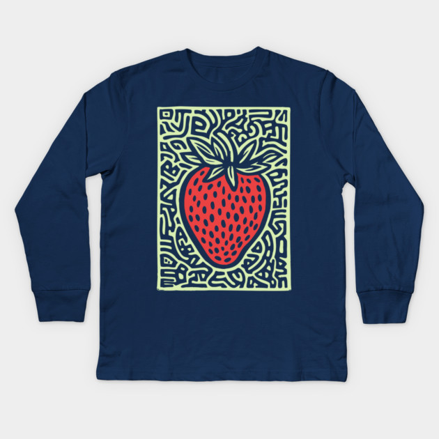 Psychedelic Strawberry | The Summer Solstice Fruit Kids Long Sleeve T-Shirt by TuncGK