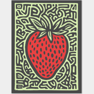 Psychedelic Strawberry | The Summer Solstice Fruit Posters and Art