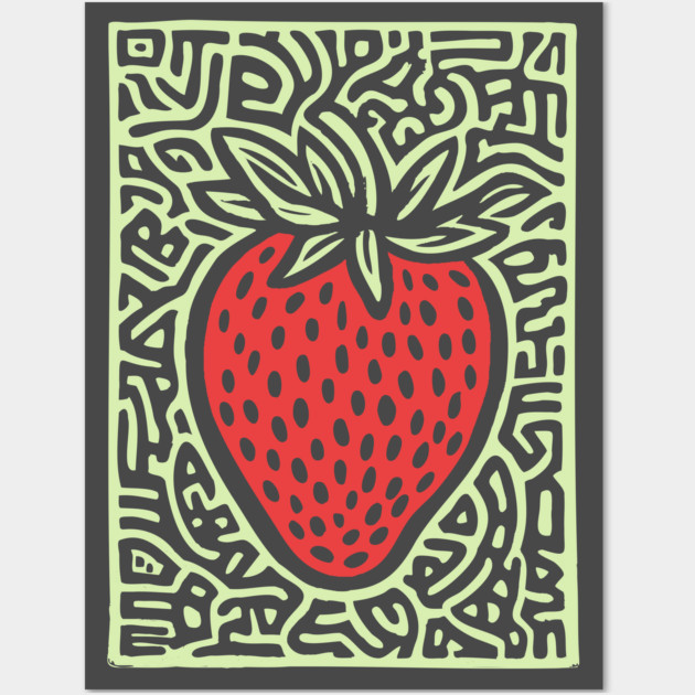 Psychedelic Strawberry | The Summer Solstice Fruit Wall Art by TuncGK