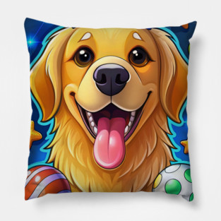 Golden Retriever With Funny Expressions and Happy Vibes for Dog Lovers Pillow