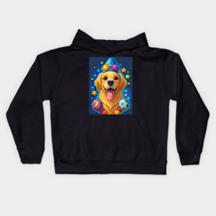 Golden Retriever With Funny Expressions and Happy Vibes for Dog Lovers Kids Hoodie