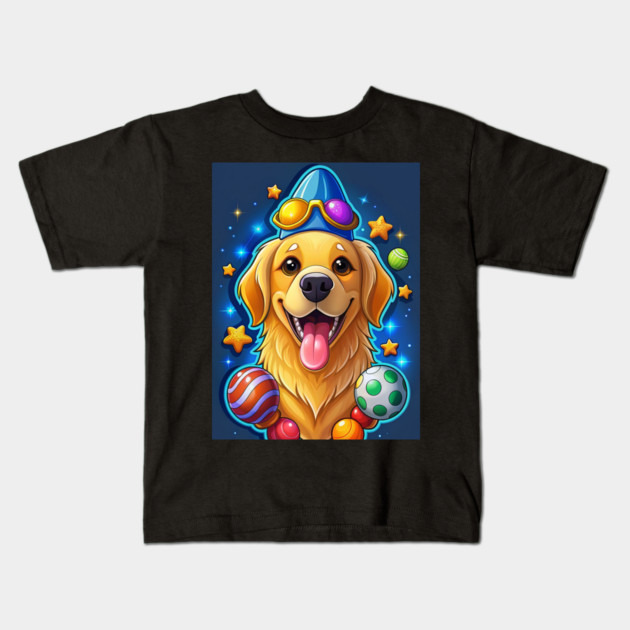Golden Retriever With Funny Expressions and Happy Vibes for Dog Lovers Kids T-Shirt by IamActiveDog