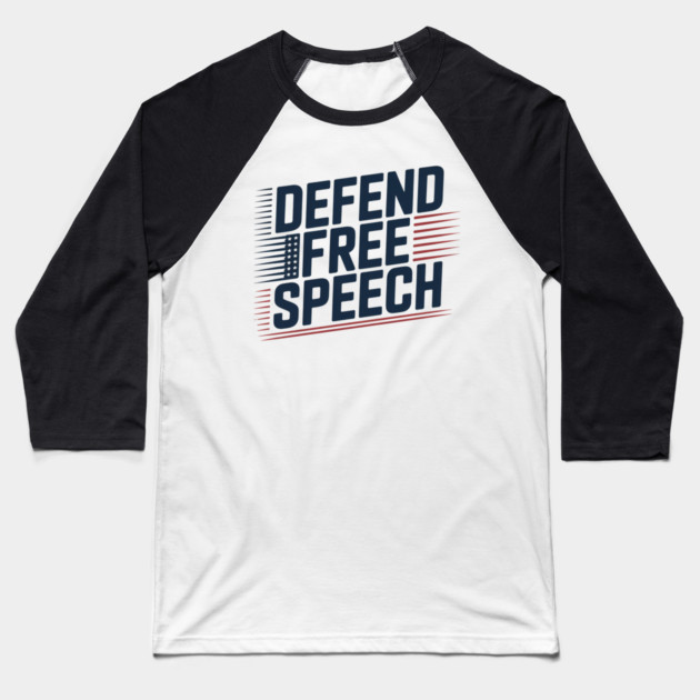 First Amendment Defend Free Speech USA Flag Baseball T-Shirt by FLOPLIP