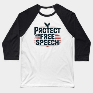 Protect Free Speech Eagle American Flag Baseball T-Shirt