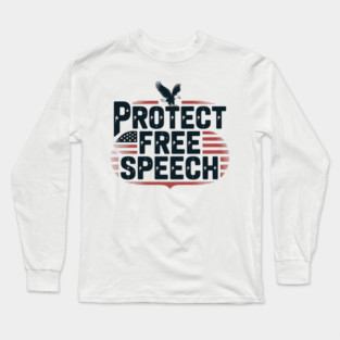 Protect Free Speech Eagle American Flag Long Sleeve T-Shirt