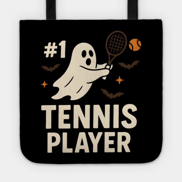 #1 Tennis Player Funny Halloween Ghost Gift Tote by MakerMind8.2