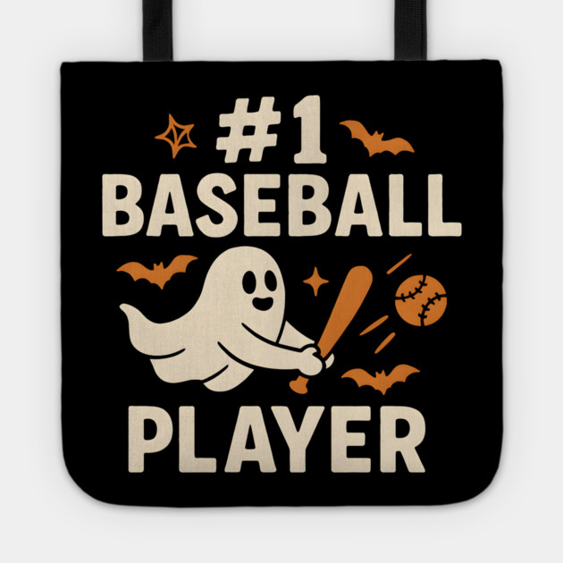 #1 Baseball Player Funny Halloween Ghost Gift Tote by MakerMind8.2