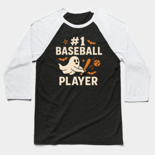 #1 Baseball Player Funny Halloween Ghost Gift Baseball T-Shirt