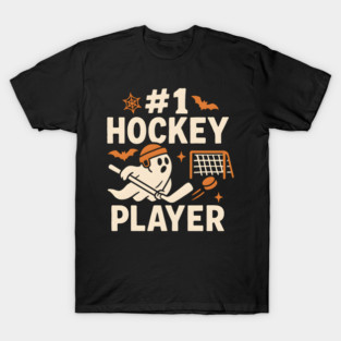#1 Hockey Player Funny Halloween Ghost Gift T-Shirt