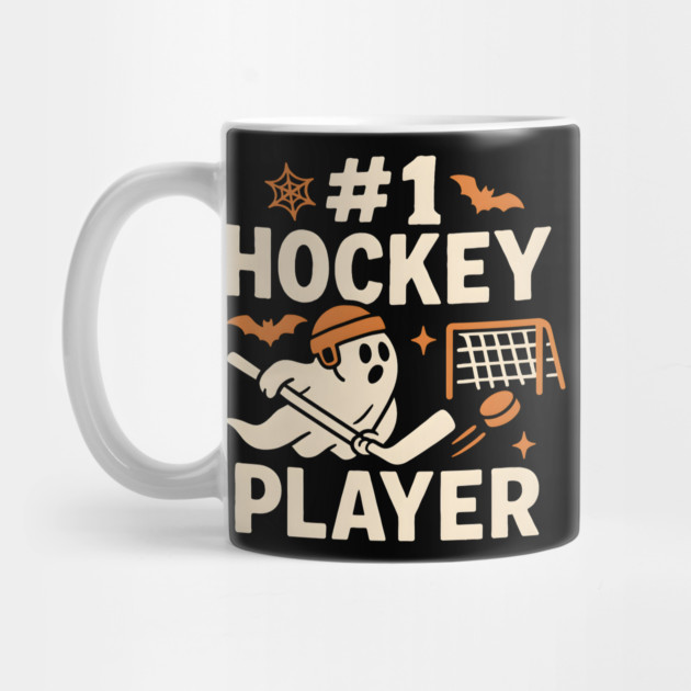 #1 Hockey Player Funny Halloween Ghost Gift by MakerMind8.2