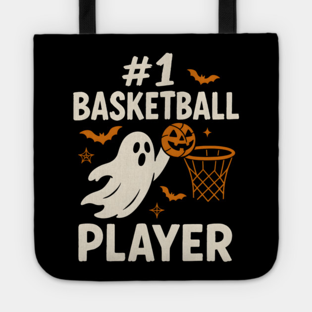 #1 Basketball Player Funny Halloween Ghost Gift Tote by MakerMind8.2