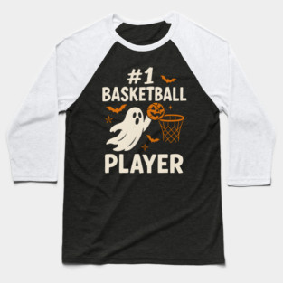 #1 Basketball Player Funny Halloween Ghost Gift Baseball T-Shirt